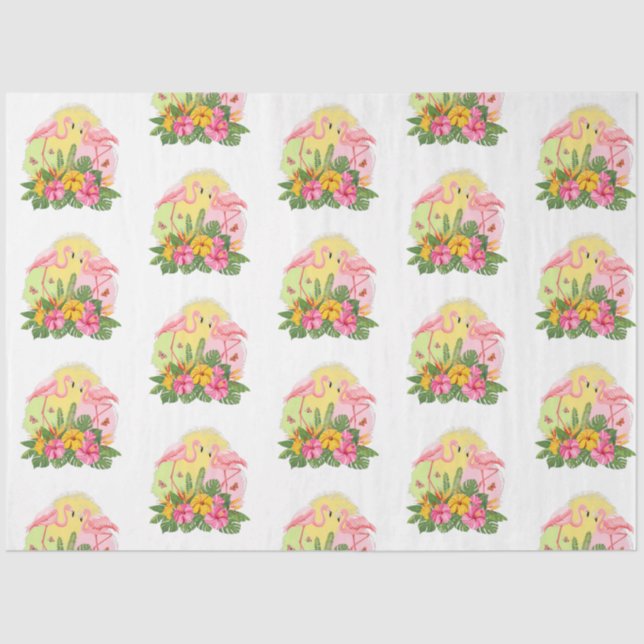 Papel De Seda Tropical Flamingo Series Design 12 (Frente )