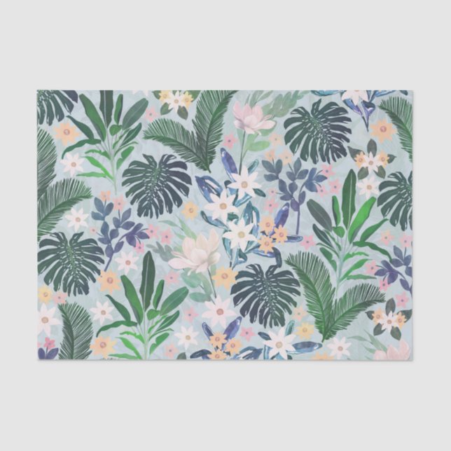 Papel De Seda Tropical Foliage Floral Pattern (Frente )