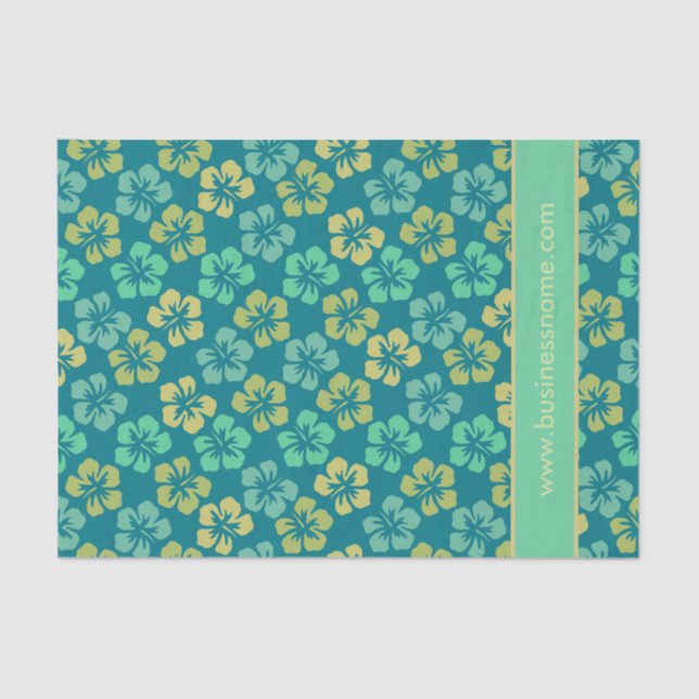 Papel De Seda Tropical Hibiscus Flower Pattern Custom Text (Frente )