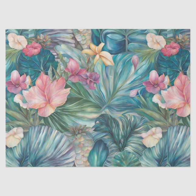 Papel De Seda Tropical Iridescente Decoupage Tecido Arte (Frente )