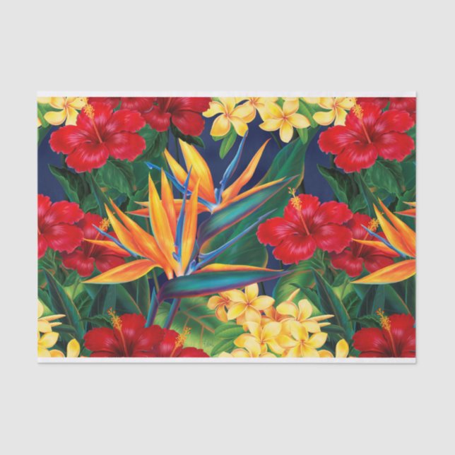 Papel De Seda Tropical Paraísa Havaiana Floral (Frente )