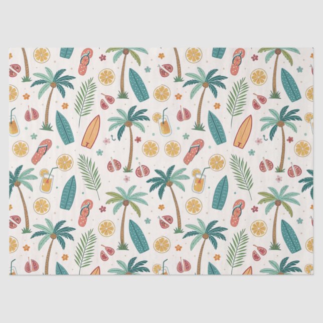 Papel De Seda Tropical Summer Beach Pattern (1) (Frente )
