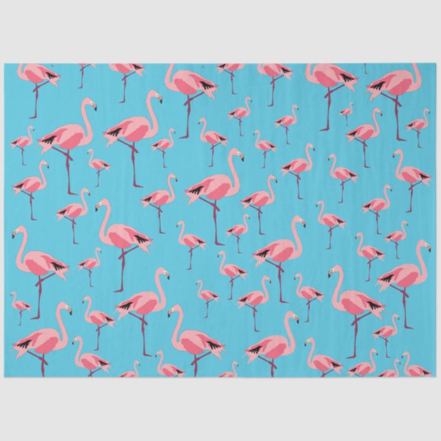 Papel De Seda Tropical Summer Pink Flamingo Pattern (Frente )