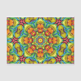 Papel De Seda Tropical Sunburst Vintage Fractal Caleidoscópio