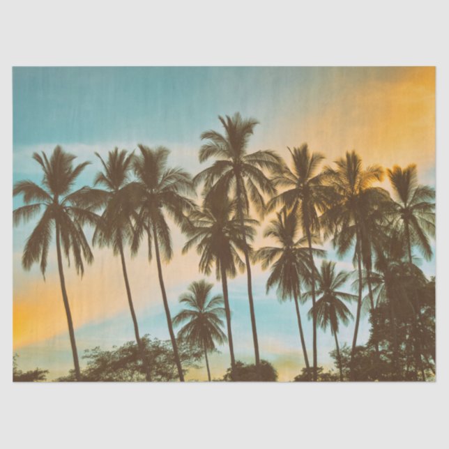 Papel De Seda Tropical Twilight: Coconut Palm Silhouette (Frente )
