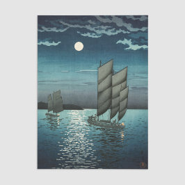 Papel De Seda Tsuchiya Koitsu - Barcos em Shinagawa, Noite