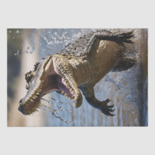 Papel De Seda Tubarão Assustador Australiano Pulando Crocodilo