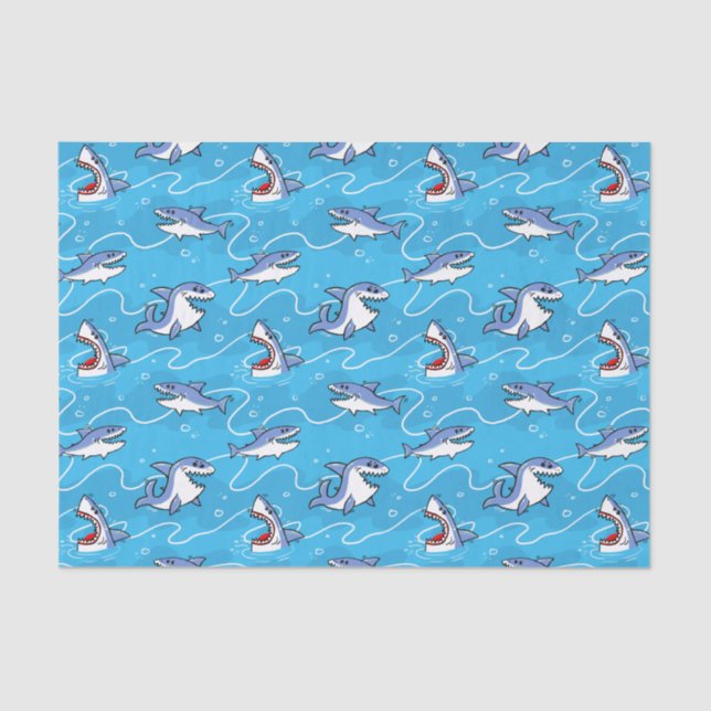 Papel De Seda Tubarões brancos de Excelente de desenho (Frente )