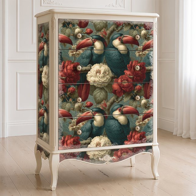 Papel De Seda Tucano da Selva Decoupage Botânico Vitoriano (Criador carregado)