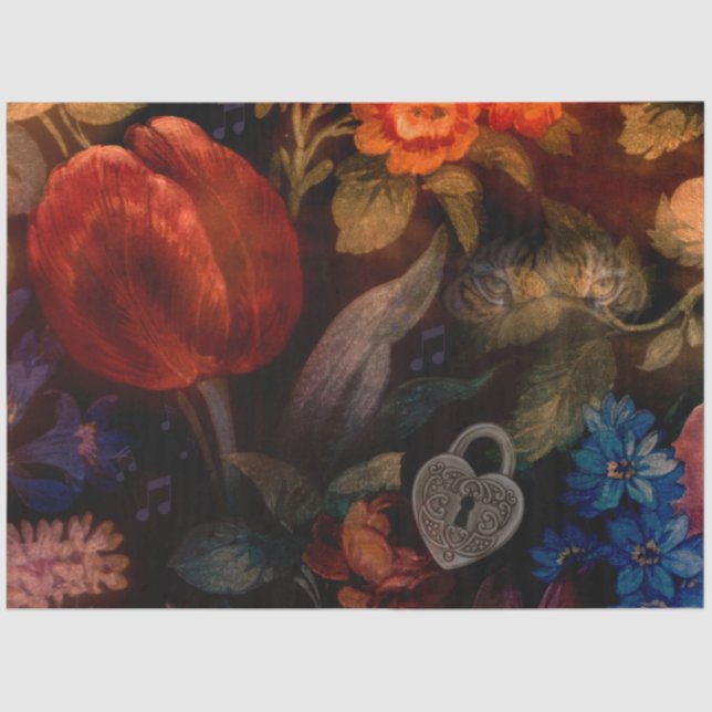 Papel De Seda Tulip Floral Escuro (Frente )