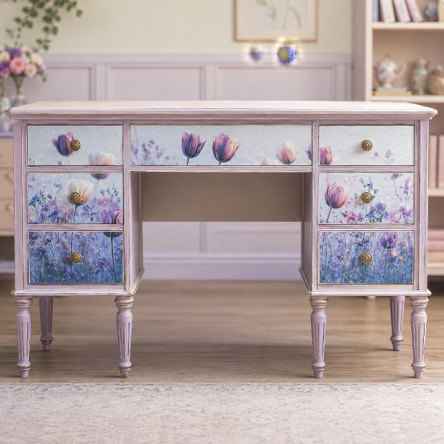 Papel De Seda Tulipa Lavanda Nebulosa Decoupage (Criador carregado)