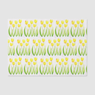 Papel De Seda tulipas amarelas flores aquarela Vintage