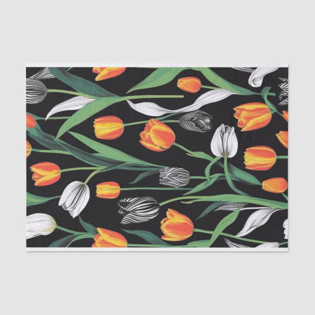 Papel De Seda Tulipas Artísticas Gráficas Negrito (Frente )