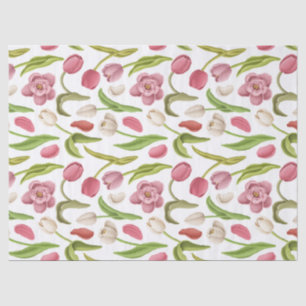 Papel De Seda Tulipas brancas, vermelhas e cor-de-rosa na págin