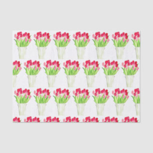 Papel De Seda Tulipas cor-de-rosa com aquarela floral elegante r