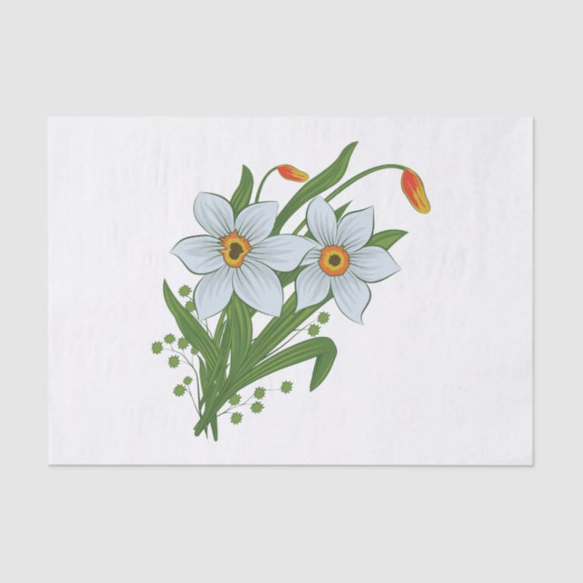 Papel De Seda Tulipas e Flores de Narcisos (Frente )
