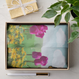 Papel De Seda Tulipas Rosa Primavera e Decoupage de Borboleta