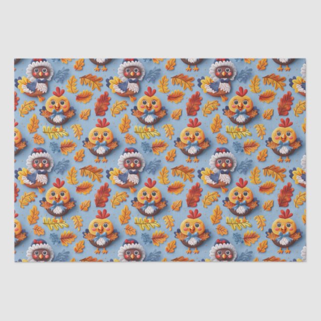 Papel De Seda Turnê De Ação De Graças E Pintinhos (Frente )