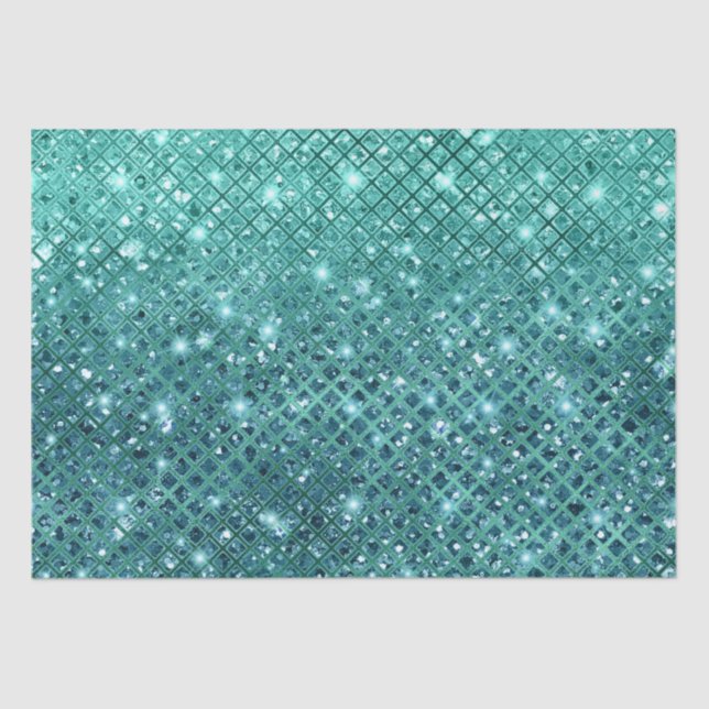 Papel De Seda Turquesa Aqua Green Sparkle (Frente )
