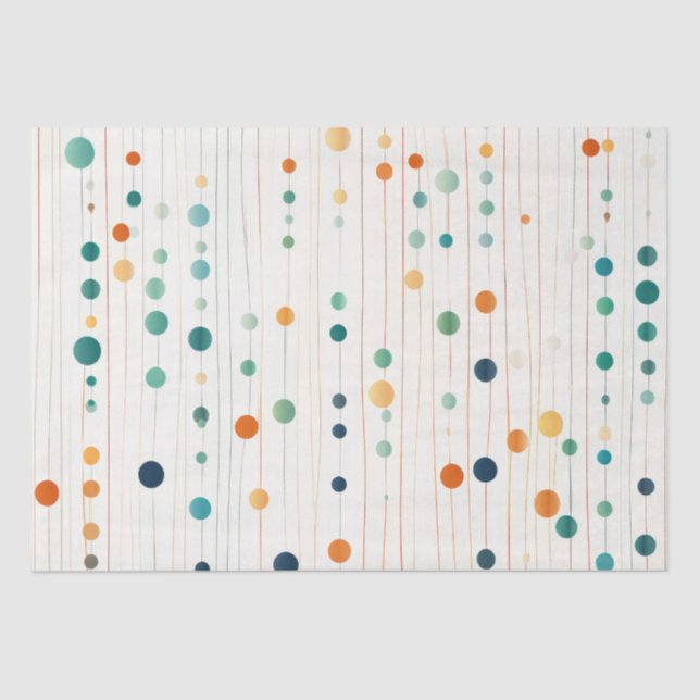 Papel De Seda Turquesa Círculos de Tangerina (Frente )