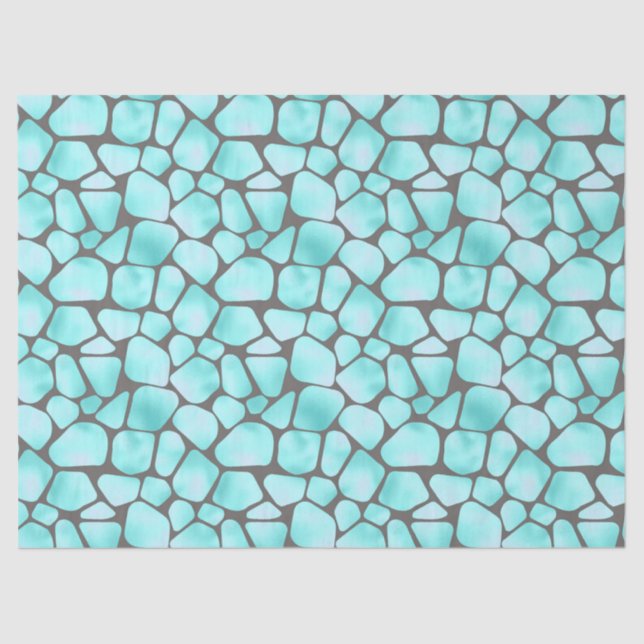 Papel De Seda Turquesa e Cinza Girafa Impressão de (Frente )