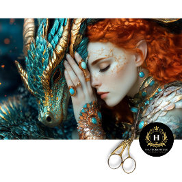 Papel De Seda Turquesa e Dourado Elf Dragon Desaparecer