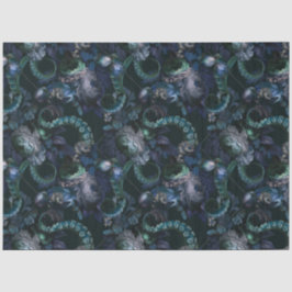 Papel De Seda Turquesa Gótica Cthulhu Tentáculo Com Flores