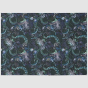 Papel De Seda Turquesa Gótica Cthulhu Tentáculo Com Flores