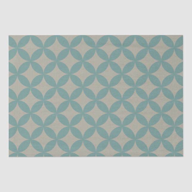 Papel De Seda Turquesa Moderna Geométrica do médio Século (Frente )