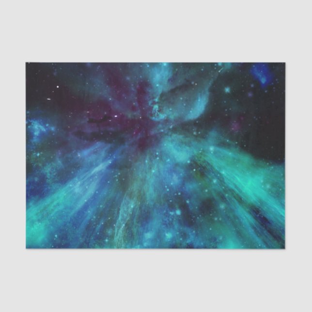 Papel De Seda Turquesa N Nebulosa Roxa (Frente )