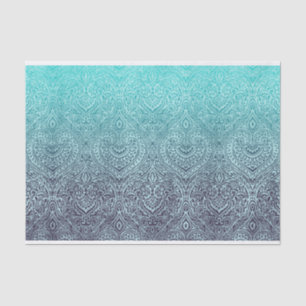 Papel De Seda Turquesa Ornamental e Roxo