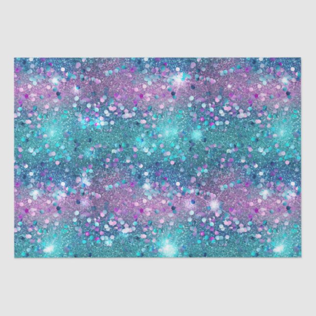Papel De Seda Turquesa Roxa Sereia Sparkle Girly Glitz (Frente )