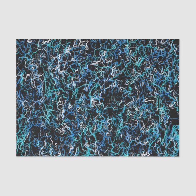 Papel De Seda Turquesa, Teal e Abstrato preto (Frente )