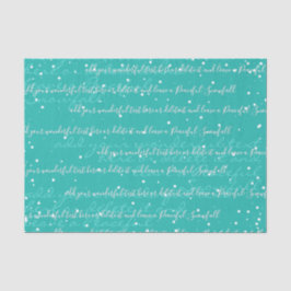 Papel De Seda Turquesa | Texto de Script Personalizado Natal Ele