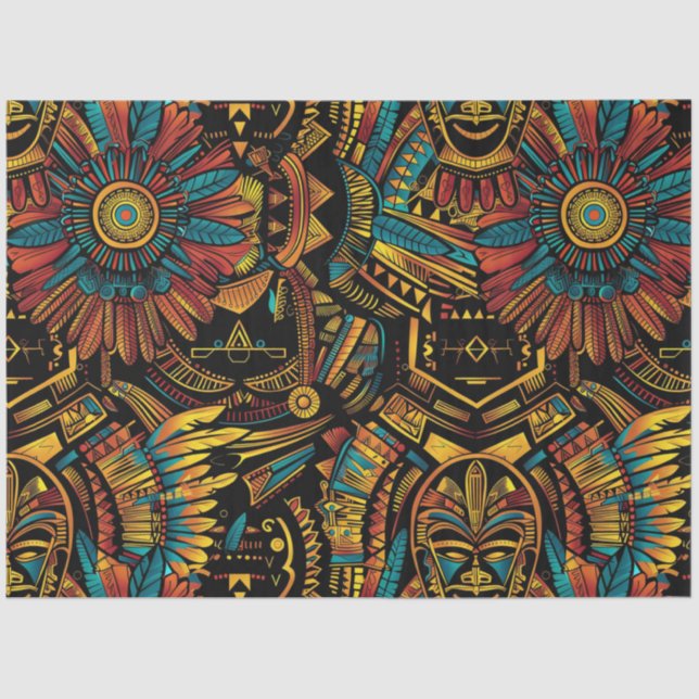 Papel De Seda Turquesa Tribal "Aztec Dream" Tecido Presente (Frente )