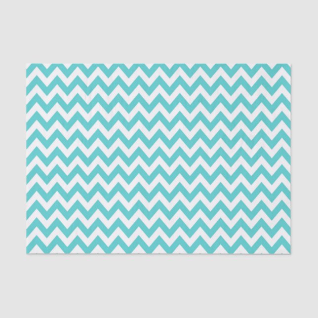 Papel De Seda Turquesa ZigZag/Padrão Chevron (Frente )
