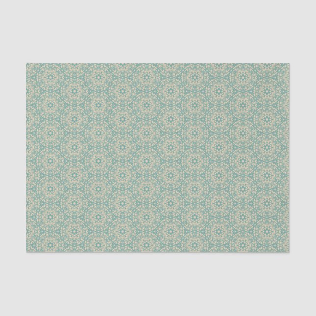Papel De Seda Turquoise Cream Lace Bloom Modern Prairie Filigree (Frente )