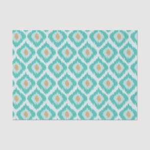 Papel De Seda Turquoise Diamond Ikat Pattern