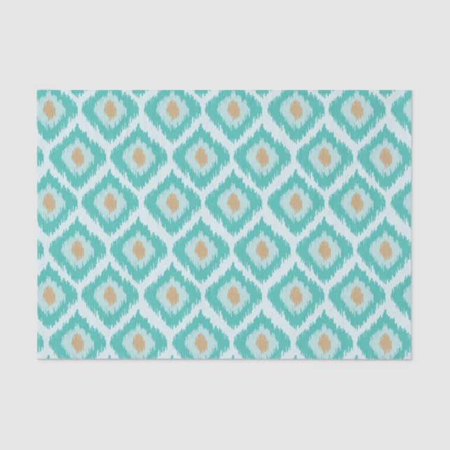Papel De Seda Turquoise Diamond Ikat Pattern (Frente )
