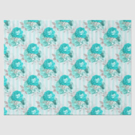 Papel De Seda Turquoise Floral Series Design 3 Tecido