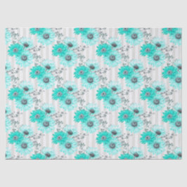 Papel De Seda Turquoise Floral Series Design 4 Tecido