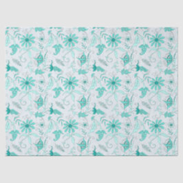Papel De Seda Turquoise Floral Series Design 5 Tecido