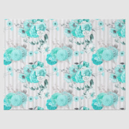 Papel De Seda Turquoise Floral Series Design 8 Tecido