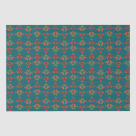 Papel De Seda Turquoise Folk Art Floral Impressão Cozy Russo out