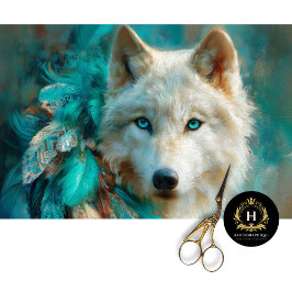 Papel De Seda Turquoise Lodge Arctic Wolf Portrait