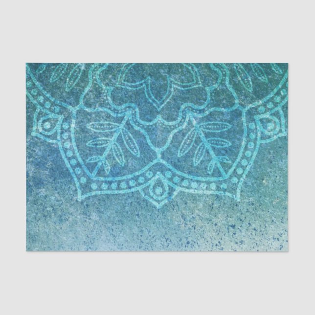 Papel De Seda Turquoise Mandala Decoupage (Frente )