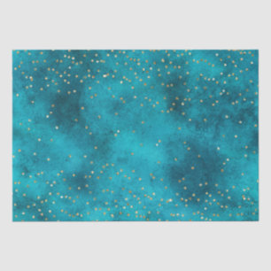 Papel De Seda Turquoise Teal Dourado Sparkle