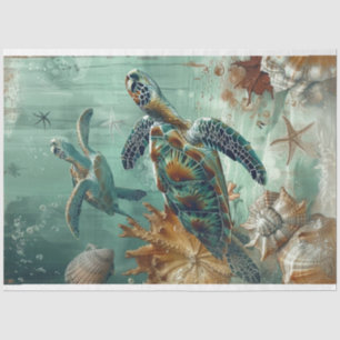 Papel De Seda Turtle do Mar de Disco - Vida Submarina