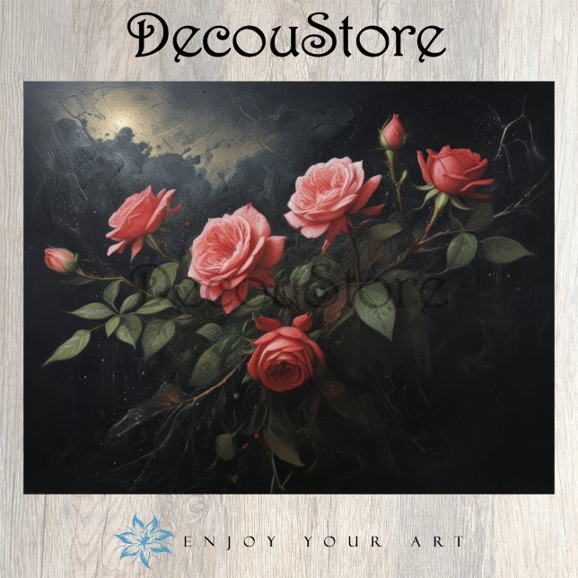 Papel De Seda Twilight Bloom: Rose Branch Decoupage (Criador carregado)