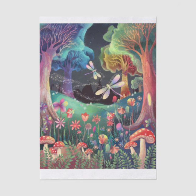 Papel De Seda Twilight Woodland Fantasy, Fairyland Vertical (Frente )